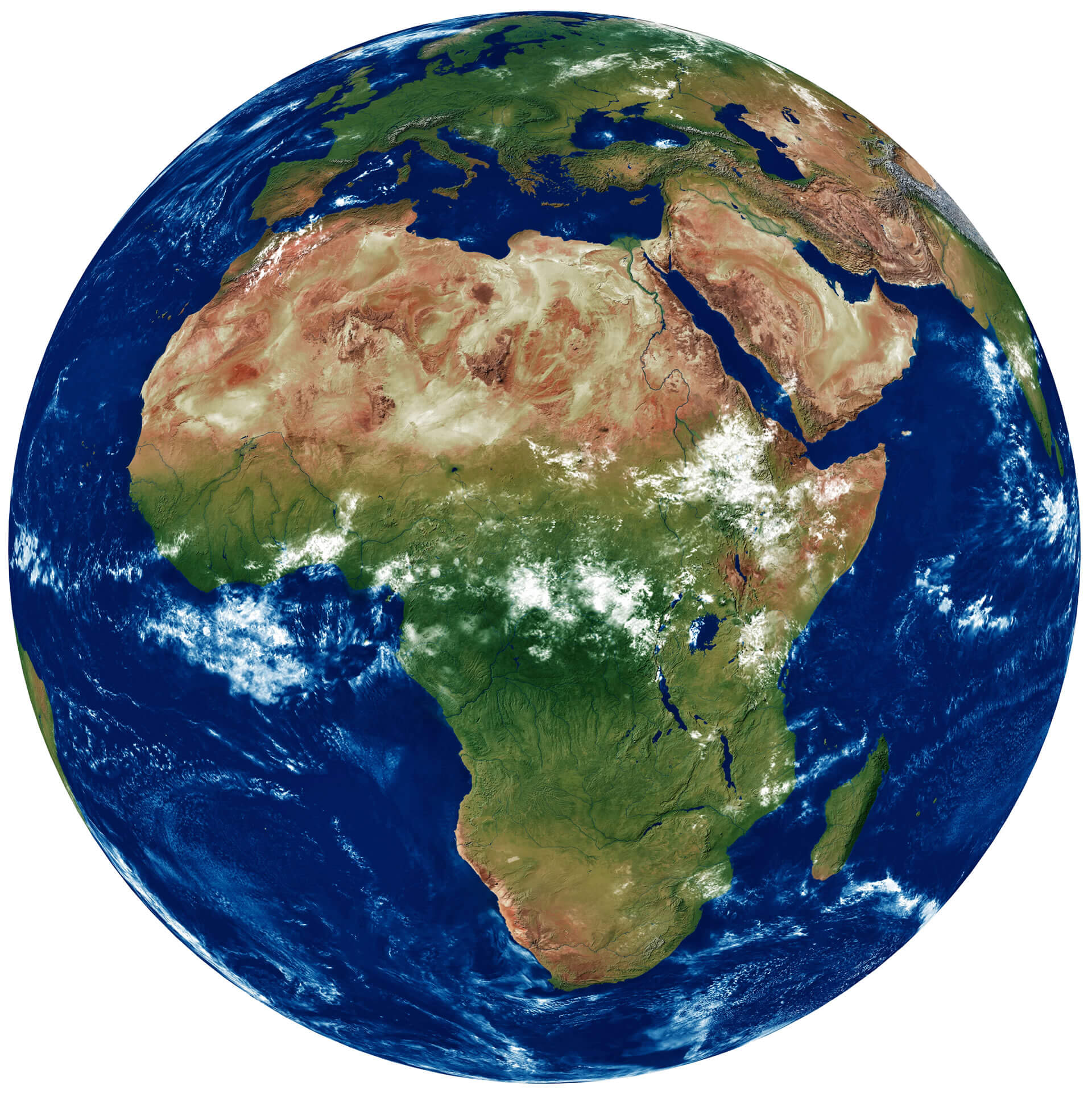 Afrika ve Dünya Uydu Haritası